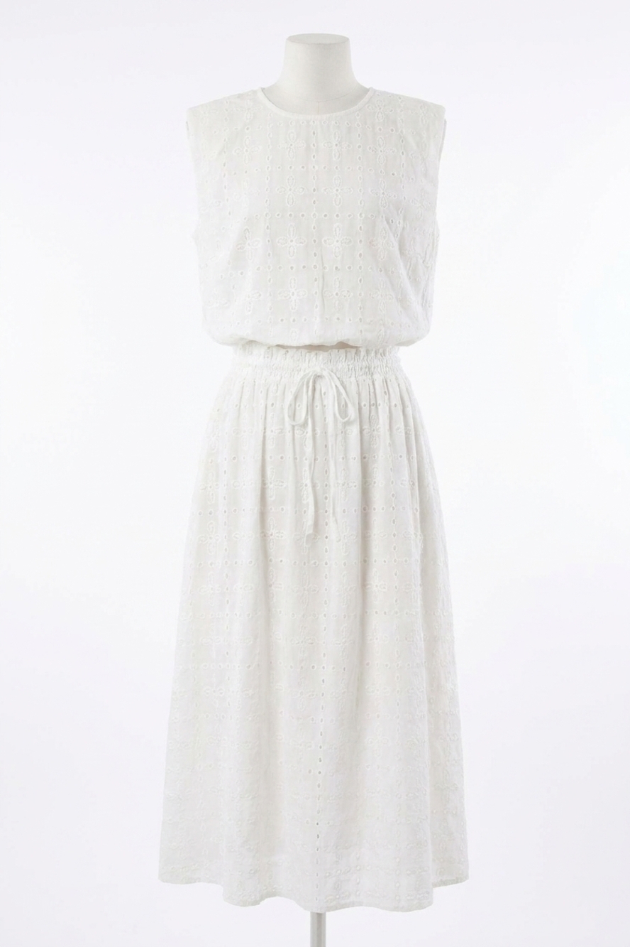 NEW BLU PEPPER bridget eyelet balloon top in white